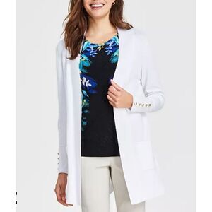 JM Collection Long White Cardigan Sweater